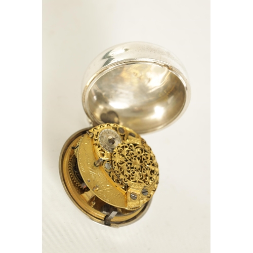 261 - THOMAS GOULD, LONDON. A SILVER PAIR CASED VERGE POCKET WATCH the signed convex enamel dial with Roma... 