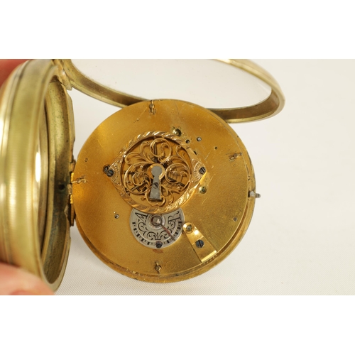 263 - A 19TH CENTURY CONTINENTAL ENAMEL CALENDAR DIAL OPEN FACE POCKET WATCH with nickel case enclosing an... 