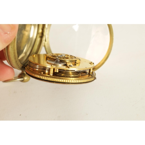 263 - A 19TH CENTURY CONTINENTAL ENAMEL CALENDAR DIAL OPEN FACE POCKET WATCH with nickel case enclosing an... 