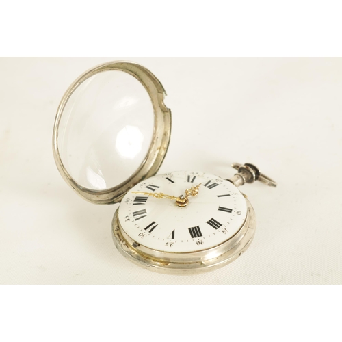 264 - A LATE 18TH CENTURY CONTINENTAL PAIR CASE VERGE POCKET WATCH the studded simulated tortoiseshell out... 