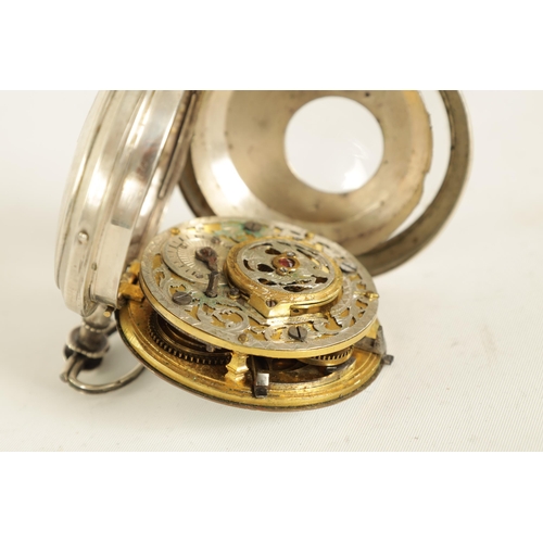 264 - A LATE 18TH CENTURY CONTINENTAL PAIR CASE VERGE POCKET WATCH the studded simulated tortoiseshell out... 