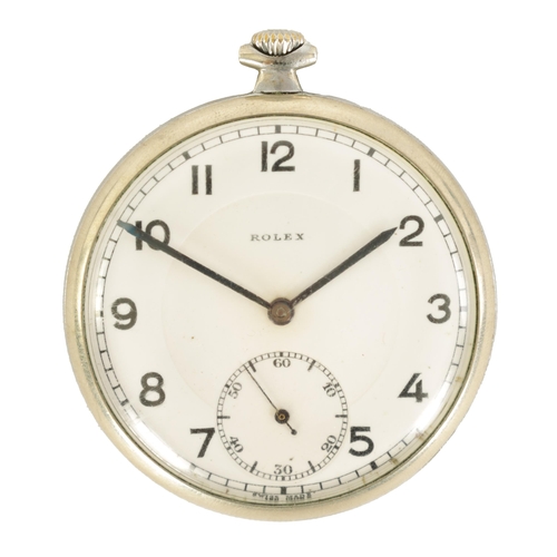 265 - AN EARLY 20TH CENTURY NICKEL CASED ROLEX POCKET WATCH the enamel dial with Arabic numerals and subsi... 