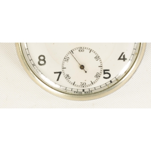 265 - AN EARLY 20TH CENTURY NICKEL CASED ROLEX POCKET WATCH the enamel dial with Arabic numerals and subsi... 