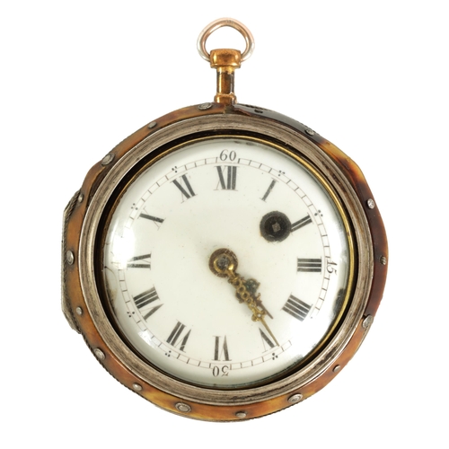 266 - KELLER EU AUTRICHE. A LATE 18TH CENTURY AUSTRIAN PAIR CASED POCKET WATCH the studded tortoiseshell o... 