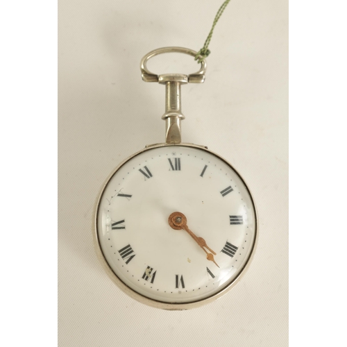 267 - M. LYTHALL, RADFORD HALL. A GEORGE III TORTOISESHELL AND SILVER PAIR CASED POCKET WATCH the silver s... 