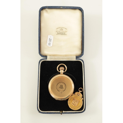 269 - OF FOOTBALL INTEREST - A 9CT GOLD PRESENTATION MEDAL TOGETHER WITH A WALTHAM POCKET WATCH the gold m... 