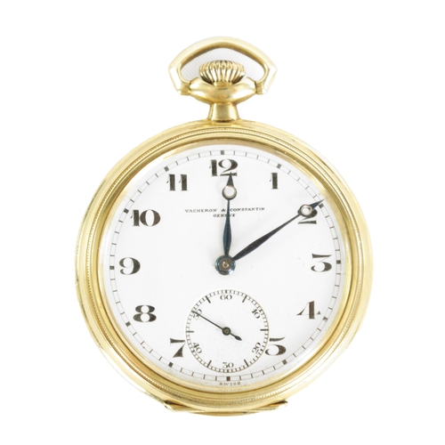 270 - AN EARLY 20TH CENTURY SWISS 14CT GOLD OPEN FACED POCKET WATCH RETAILED BY VACHERON & CONSTANTIN GENE... 