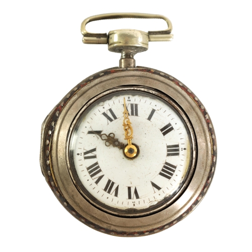 271 - CHARLESON, LONDON. A MID 18TH CENTURY PAIR CASED VERGE POCKET WATCH the studded simulated tortoisesh... 