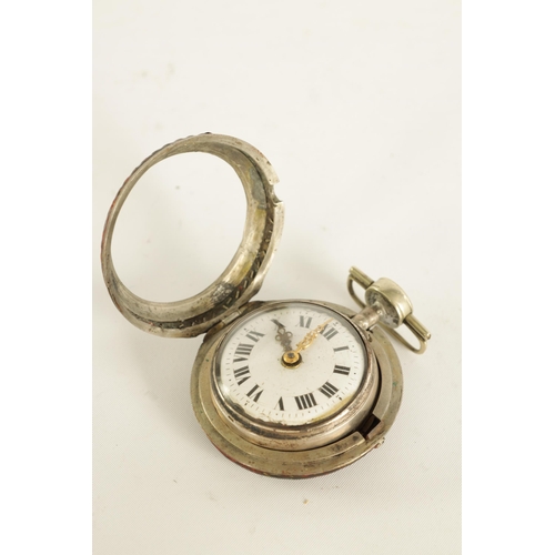 271 - CHARLESON, LONDON. A MID 18TH CENTURY PAIR CASED VERGE POCKET WATCH the studded simulated tortoisesh... 