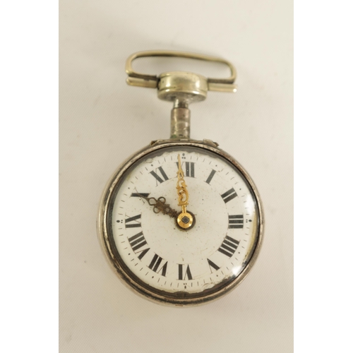 271 - CHARLESON, LONDON. A MID 18TH CENTURY PAIR CASED VERGE POCKET WATCH the studded simulated tortoisesh... 