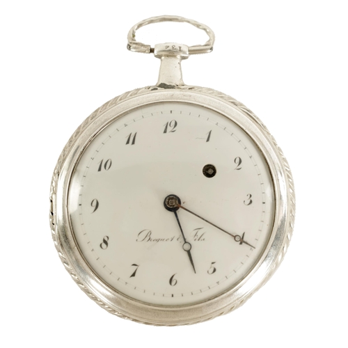 272 - BREGUET & FILS. A 19TH CENTURY SILVER CASED VERGE POCKET WATCH the open faced embossed case with rop... 