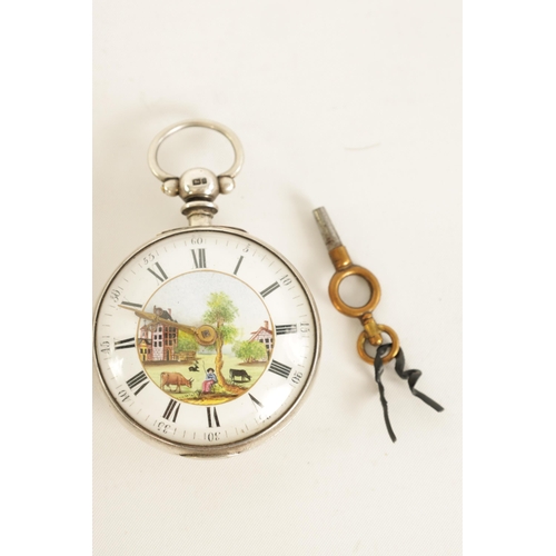 273 - D D NEVEREN. LONDON. A 19TH CENTURY SILVER PAIR CASED VERGE POCKET WATCH the enamel dial with painte... 