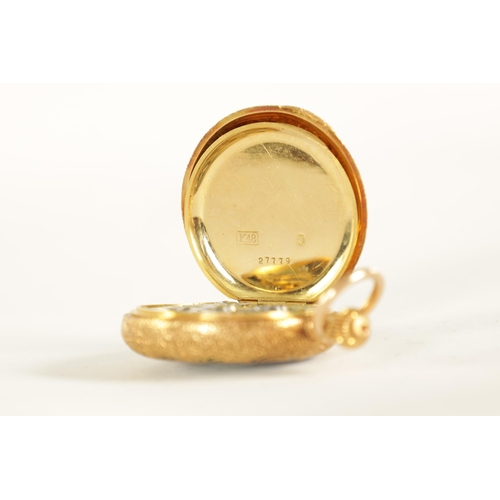 274 - COURVOISIER, NUMBERED 27779. A 19TH CENTURY FRENCH 18CT GOLD AND ENAMEL HALF HUNTER FOB WATCH the fi... 