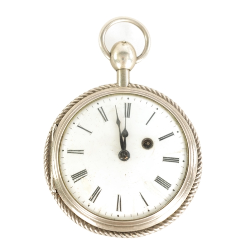 275 - A 19TH CENTURY FRENCH SILVER CASED REPEATING POCKET WATCH BY VAUCHER with engraved and rope twist ca... 