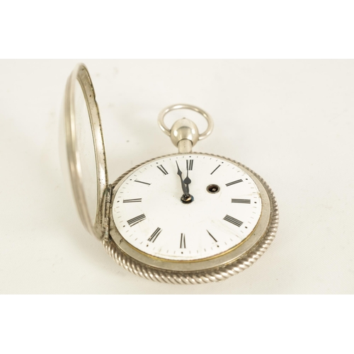 275 - A 19TH CENTURY FRENCH SILVER CASED REPEATING POCKET WATCH BY VAUCHER with engraved and rope twist ca... 