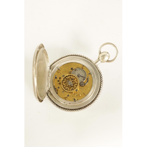 275 - A 19TH CENTURY FRENCH SILVER CASED REPEATING POCKET WATCH BY VAUCHER with engraved and rope twist ca... 