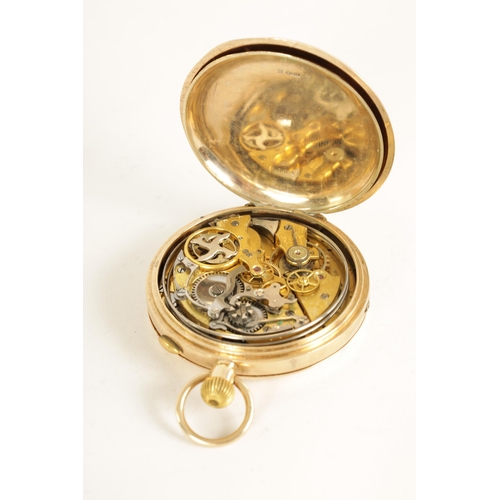 276 - A 9CT GOLD FULL HUNTER REPEATING CHRONOGRAPH POCKET WATCH the case with initialled spring loaded cov... 