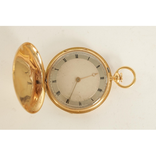 277 - AN EARLY 19TH CENTURY 18CT GOLD QUARTER REPEATING SAVONETTE CASED POCKET WATCH the slim engine turne... 