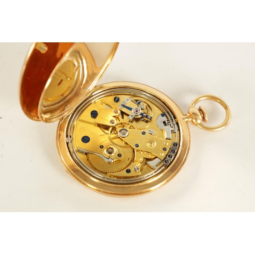 277 - AN EARLY 19TH CENTURY 18CT GOLD QUARTER REPEATING SAVONETTE CASED POCKET WATCH the slim engine turne... 