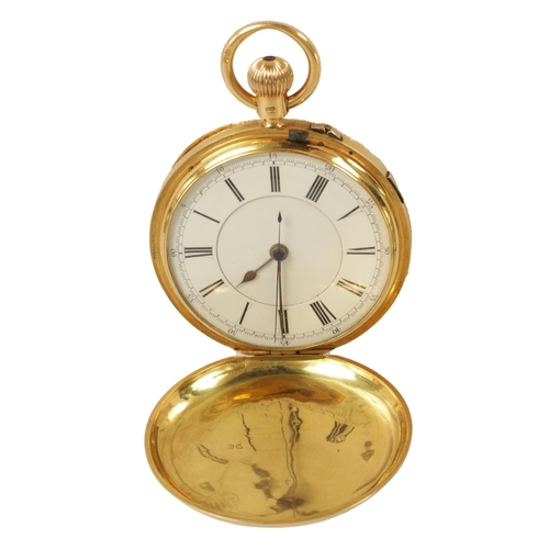 278 - KARL ZIMMERMAN, LIVERPOOL. A LATE 19TH CENTURY 18CT GOLD HUNTER POCKET WATCH with engraved spring lo... 