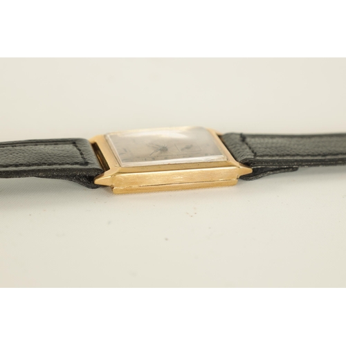 281 - A 1930's GENTLEMAN’S 9CT GOLD WRISTWATCH the rectangular case with bevelled edge enclosing an engine... 