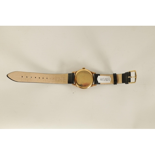 282 - A 1950'S GENTLEMAN’S 9CT GOLD ZENITH CHRONOMETER WRISTWATCH with broad bezel enclosing a silvered di... 