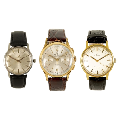 283 - A COLLECTION OF THREE GENTLEMAN'S VINTAGE WATCHES - OMEGA AND MITHRAS comprising a gold plated Omega... 