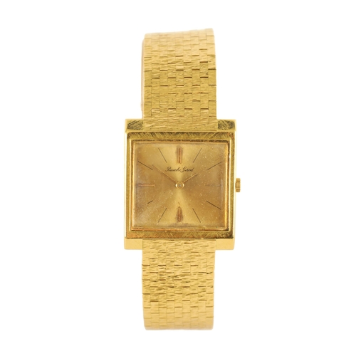 286 - A GENTLEMAN'S 18CT GOLD BUECHE-GIROD WRISTWATCH on original 18ct gold textured brick-link bracelet, ... 