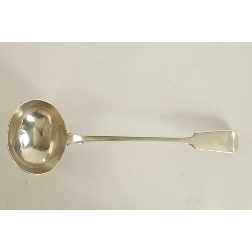 290 - A VICTORIAN SILVER SOUP LADLE with engraved crest, total weight 266g - George William Adams, London.... 