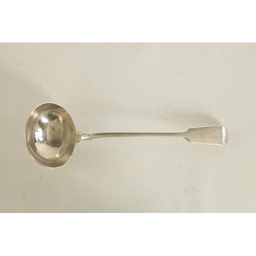 290 - A VICTORIAN SILVER SOUP LADLE with engraved crest, total weight 266g - George William Adams, London.... 