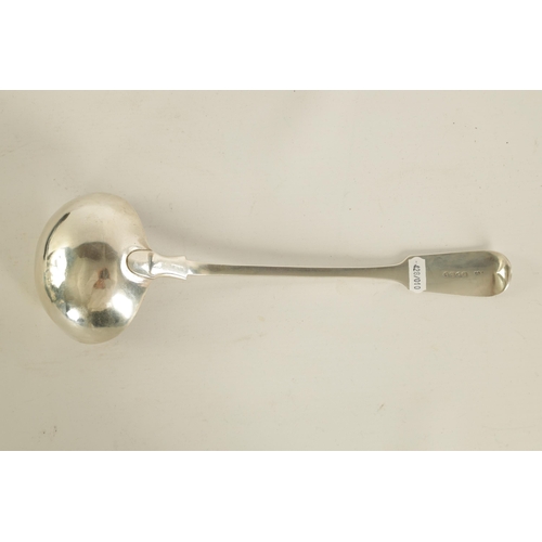 290 - A VICTORIAN SILVER SOUP LADLE with engraved crest, total weight 266g - George William Adams, London.... 