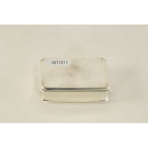 303 - A GEORGE III SCOTTISH SILVER SNUFF BOX of plain rectangular form with hinged inscribed lid and gilt ... 