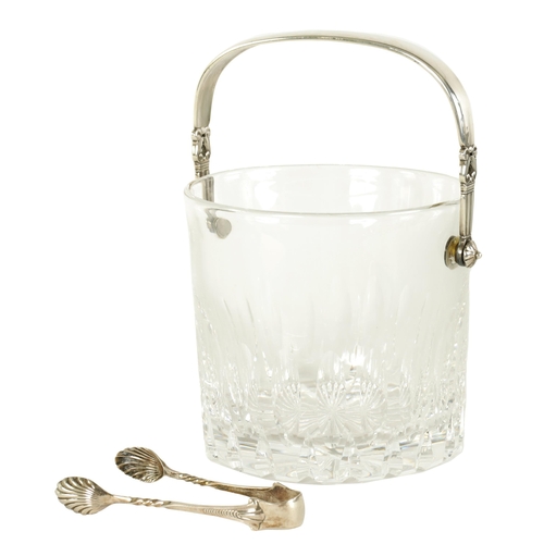 316 - A GEORGE JENSEN SILVER MOUNTED HEAVY CRYSTAL CUT GLASS ICE PAIL with silver folding ribbed and pierc... 