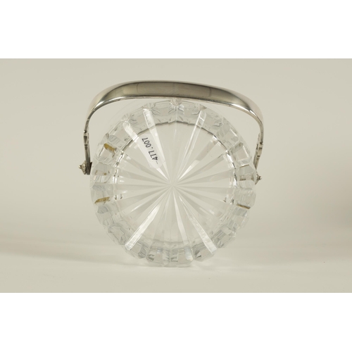 316 - A GEORGE JENSEN SILVER MOUNTED HEAVY CRYSTAL CUT GLASS ICE PAIL with silver folding ribbed and pierc... 