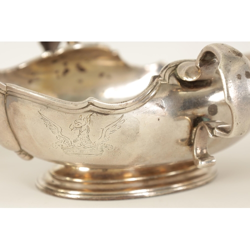 329 - AN IMPORTANT AND RARE PAIR OF GEORGE I CAST SILVER DOUBLE LIPPED SAUCE BOATS BY PIERRE PLATEL DATED ... 