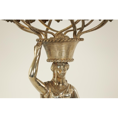 338 - A FINE REGENCY FIGURAL SILVER CENTREPIECE with original hob-nail cut glass bowl; the silver stand wi... 