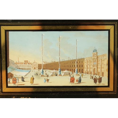 378 - A PAIR OF LATE 19TH CENTURY MINIATURE VENETIAN GOUACHE PAINTINGS of the Grand Canal and St Mark's Sq... 