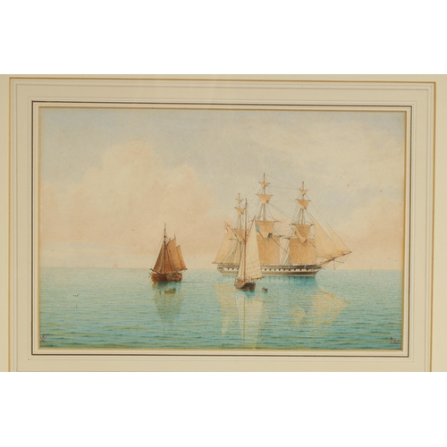 385 - WILLIAM FREDERICK SETTLE OF HULL (1821 - 1897) - A PAIR OF MARINE WATERCOLOURS - Mounted and in glaz... 