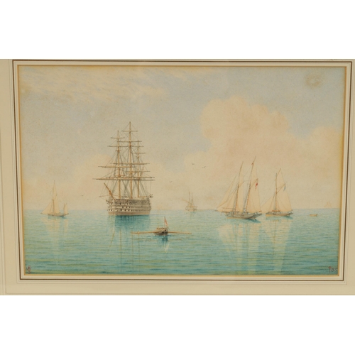 385 - WILLIAM FREDERICK SETTLE OF HULL (1821 - 1897) - A PAIR OF MARINE WATERCOLOURS - Mounted and in glaz... 