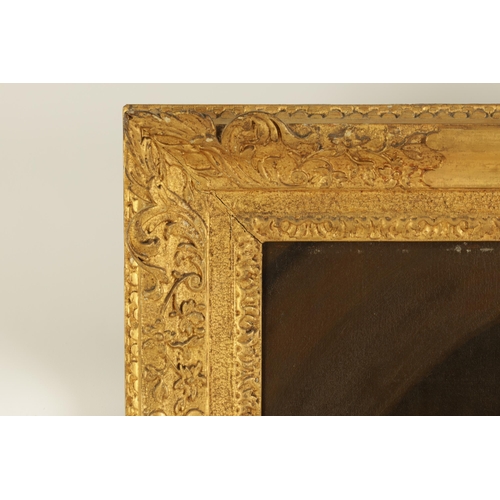 399 - 19TH CENTURY ENGLISH SCHOOL OIL ON BOARD OF A LADY IN THE MANNER OF LELY - gilt swept frame (74cm hi... 