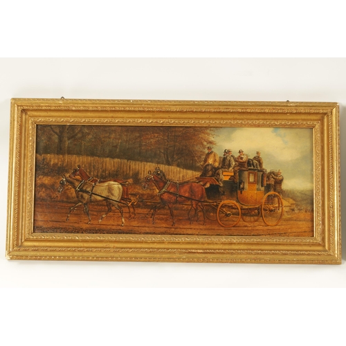 404 - AFTER CHARLES COOPER HENDERSON (1803 - 1877) A PAIR OF 19TH CENTURY OILS ON BOARD COACHING SCENES - ... 