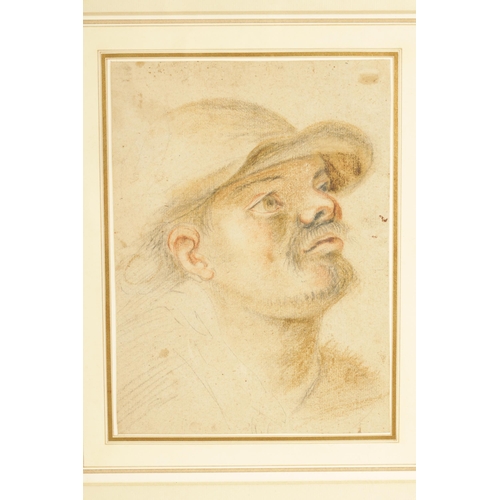 407 - GIOVANNI FRANCESSCO CIPPER 'STUDY OF A PEASANT' AN EARLY 18TH CENTURY COLOURED PENCIL DRAWING depict... 