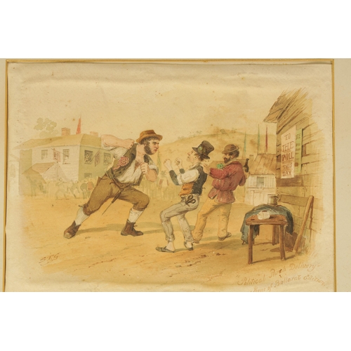 409 - SAMUEL THOMAS GILL (1818-1880) AN ORIGINAL 19TH CENTURY AUSTRALIAN WATERCOLOUR depicting a town scen... 