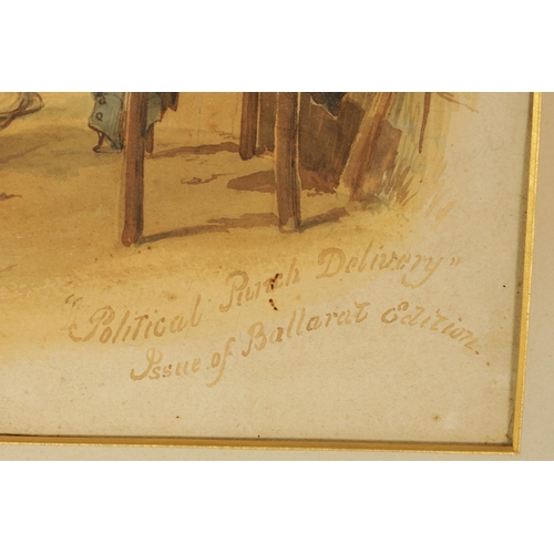 409 - SAMUEL THOMAS GILL (1818-1880) AN ORIGINAL 19TH CENTURY AUSTRALIAN WATERCOLOUR depicting a town scen... 