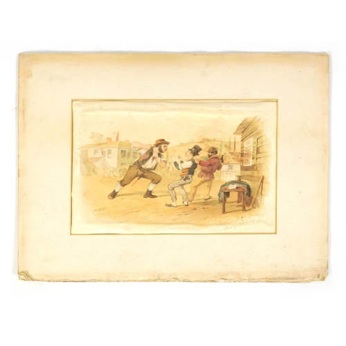 409 - SAMUEL THOMAS GILL (1818-1880) AN ORIGINAL 19TH CENTURY AUSTRALIAN WATERCOLOUR depicting a town scen... 