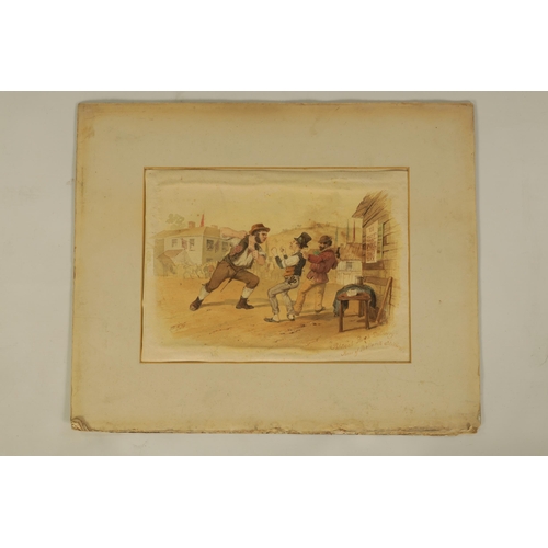 409 - SAMUEL THOMAS GILL (1818-1880) AN ORIGINAL 19TH CENTURY AUSTRALIAN WATERCOLOUR depicting a town scen... 