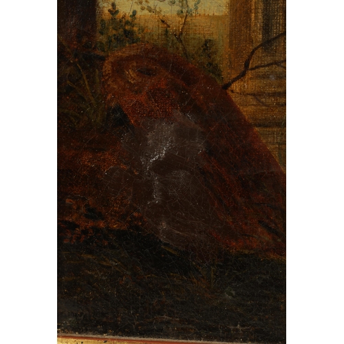 420 - AN EARLY 19TH CENTURY CONTINENTAL OIL ON CANVAS depicting a Mediterranean landscape with Roman ruins... 