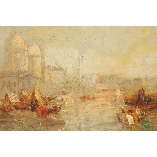 429 - AFTER J.M.W. TURNER. AN EARLY 19TH CENTURY OIL ON PANEL view of Venice - moulded gilt frame with lea... 