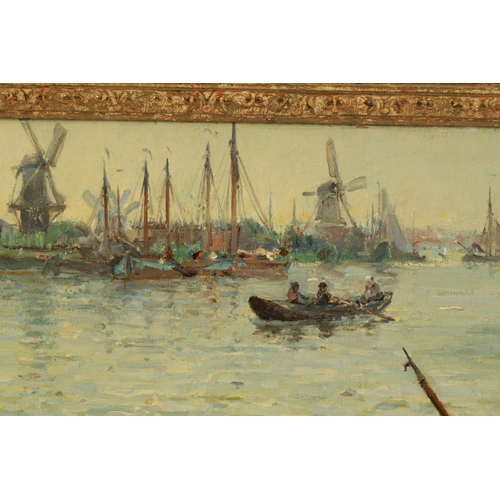 430 - HAMILTON MACALLUM (1841 -1896) 19TH CENTURY OIL ON CANVAS - HARBOUR SCENE inscribed on reverse 'Boer... 