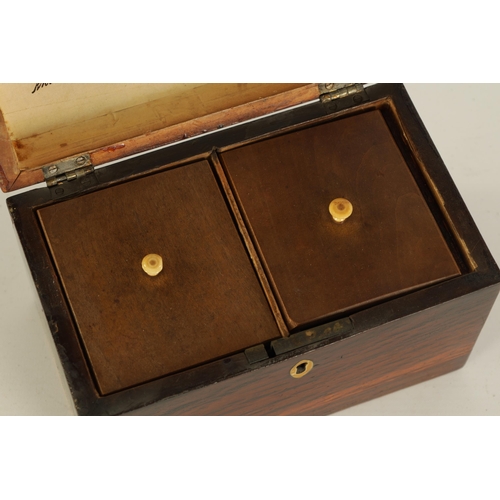 466 - A GEORGIAN PARTRIDGE WOOD DOME-TOP TEA CADDY with boxwood strung edgings, the hinged top revealing a... 